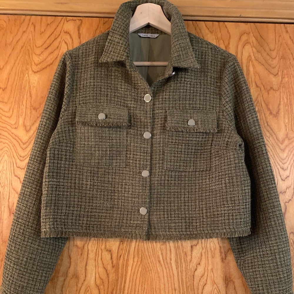 Naked Zebra Olive Tweed Cropped Jacket